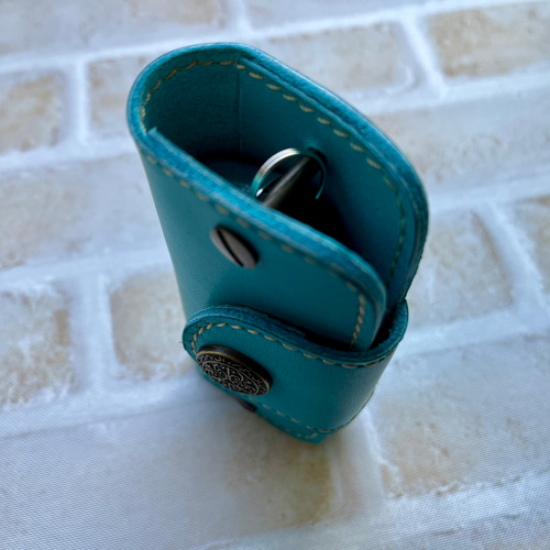 レザー スマートキーケース ターコイズブルー キーケース LAKIMAKANA