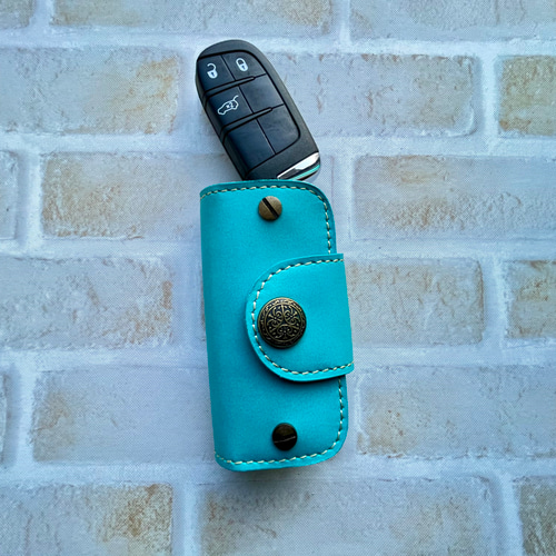ターコイズ レザー キーケース スマートキー用 キーケース【ターコイズ】ぶら下げタイプ | Pay ID
