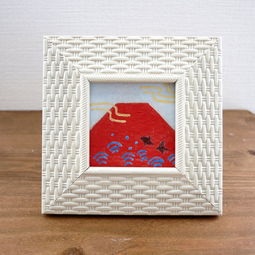 赤富士額装工芸画