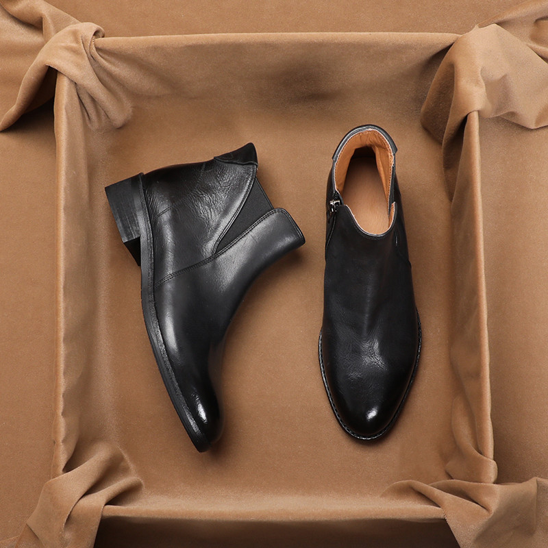 皮、革、レザー ショートブーツ サイドゴアブーツ レディース 靴 痛くない 秋冬 AW チェルシーブーツ 25.5cm