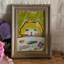 一点もの カラフル キャンバス 癒し 可愛い 原画 手書き 幸せを運ぶお魚さん