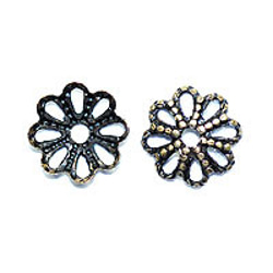 座金 花座 パーツ ビーズキャップ 金具 銀古美 アンティークシルバー ６ｍｍ １０コ入り UZ40-1-AS 2枚目の画像