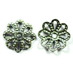 座金 花座 パーツ ビーズキャップ 金具 銀古美 アンティークシルバー ８ｍｍ １０コ入り UZ40-2-AS 2枚目の画像