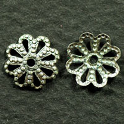 座金 花座 パーツ ビーズキャップ 金具 銀古美 アンティークシルバー ８ｍｍ １０コ入り UZ40-2-AS 3枚目の画像