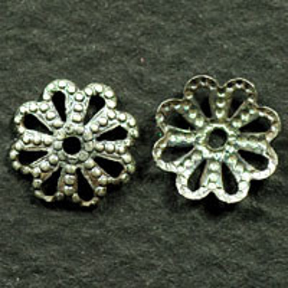 座金 花座 パーツ ビーズキャップ 金具 銀古美 アンティークシルバー ８ｍｍ １０コ入り UZ40-2-AS 3枚目の画像