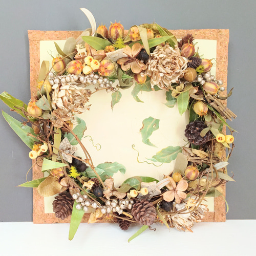 木の実とお花＊春のリース〜壁掛け＊ナチュラルリース〜＊サイクリング