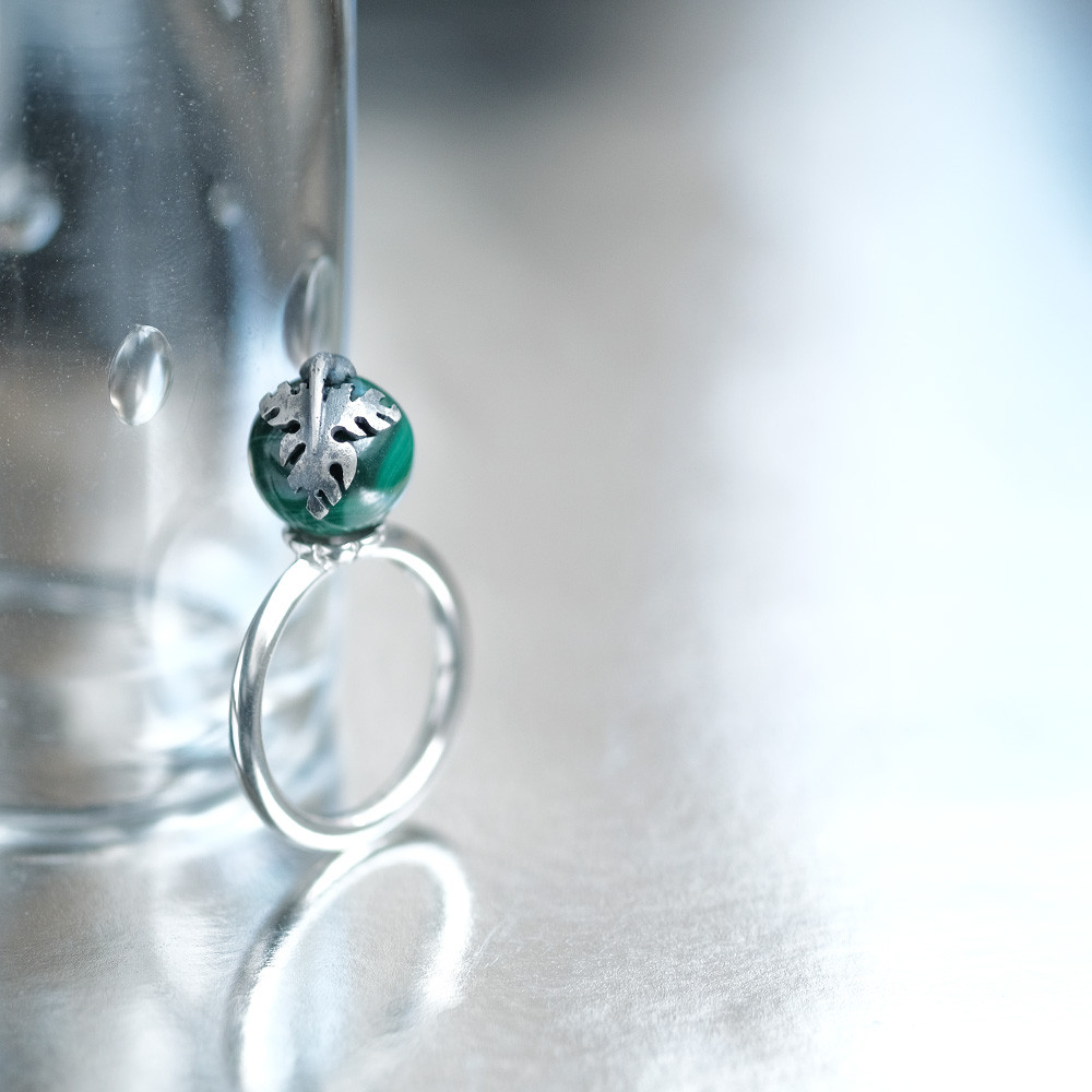 かぼちゃ マラカイト リング シルバー925