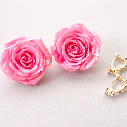 本物の薔薇 ローズメリアの2WAYピアス＋イヤリング ୨୧ 