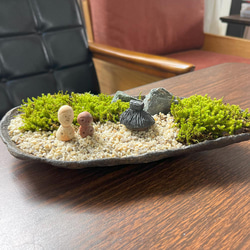 苔盆栽 のどかな里山 くらま岩鉢　家　ひとり セット 選べる スナゴケ 4枚目の画像