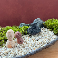 苔盆栽 のどかな里山 くらま岩鉢　家　ひとり セット 選べる スナゴケ 2枚目の画像