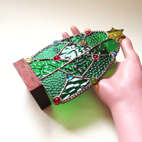 ステンドグラスのクリスマスツリー・オーナメント・窓飾り サン