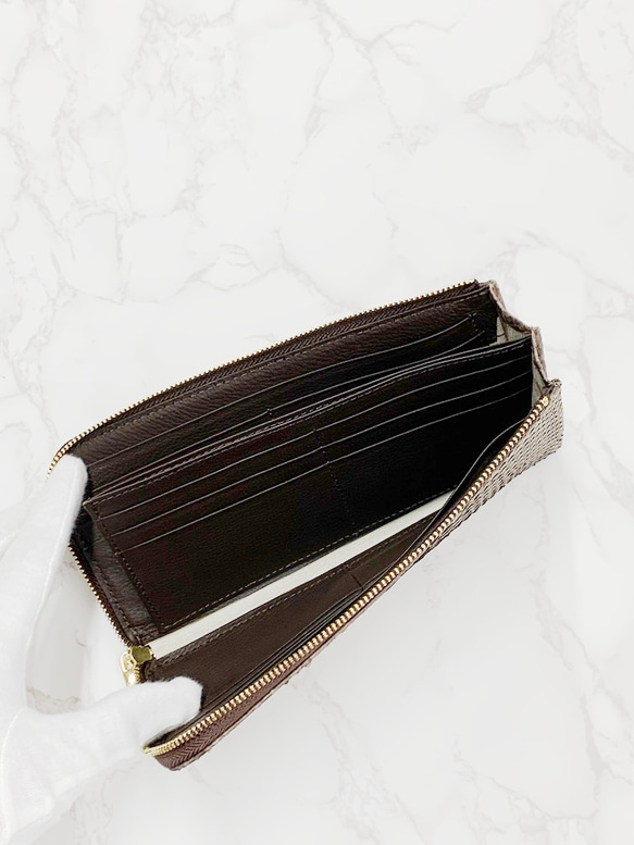日本製　上質　パイソン　薄型　ロングウォレット　財布　長財布　L字ファスナー　蛇革　ダイヤモンドパイソン 8枚目の画像
