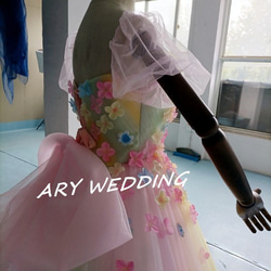 高品質！ レインボースカート ベアトップカラードレス　ウエディングドレス　 プリンセスライン 憧れのドレス 8枚目の画像