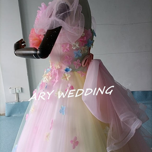 高品質！ レインボースカート ベアトップカラードレス　ウエディングドレス　 プリンセスライン 憧れのドレス 4枚目の画像