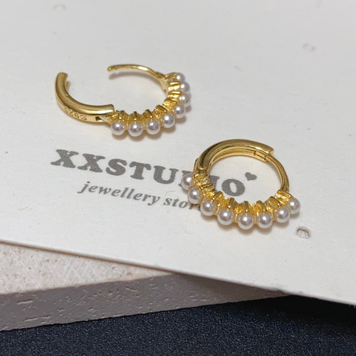 8mm ベビーパール フープピアス ワンタッチ パールピアス