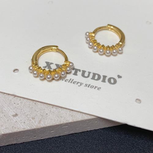 ゴールドパールフープピアス ペルレ ゴールドパール フープピアス、ラージモデル 18K ローズ