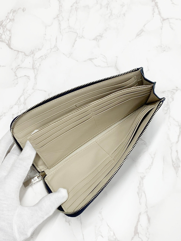 日本製　上質リザード　薄型　長財布　ロングウォレット　財布　トカゲ革　L型ファスナー　エキゾチックレザー 