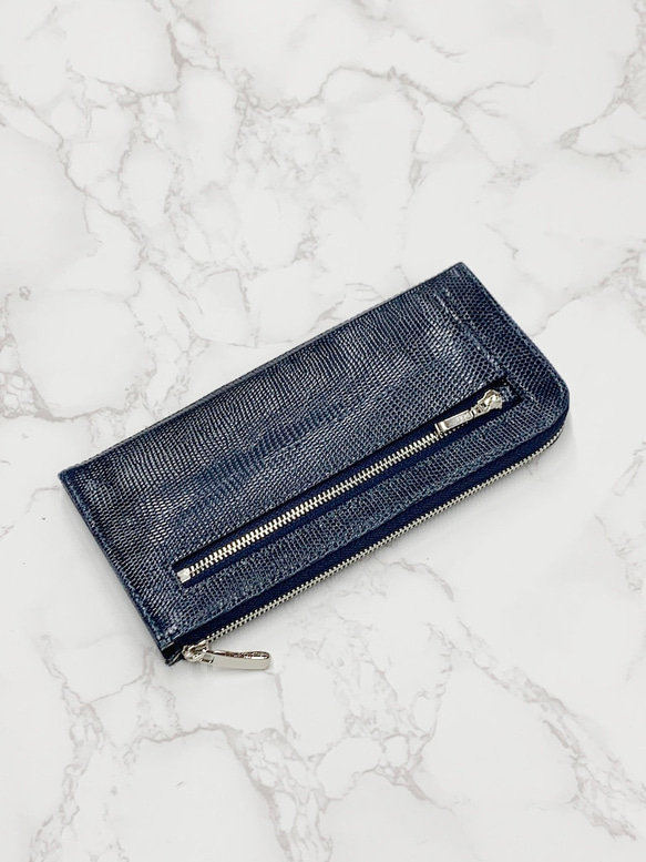 日本製　上質リザード　薄型　長財布　ロングウォレット　財布　トカゲ革　L型ファスナー　エキゾチックレザー 