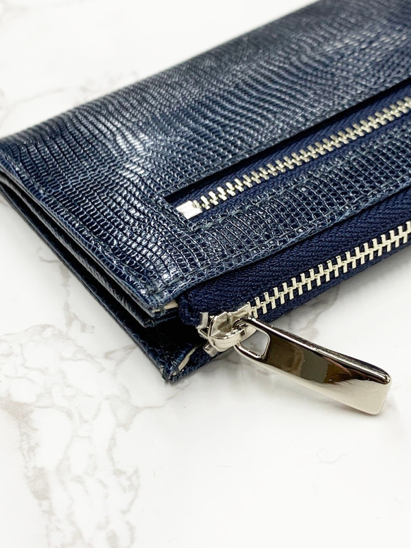 日本製　上質リザード　薄型　長財布　ロングウォレット　財布　トカゲ革　L型ファスナー　エキゾチックレザー　 6枚目の画像