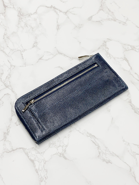 日本製　上質リザード　薄型　長財布　ロングウォレット　財布　トカゲ革　L型ファスナー　エキゾチックレザー 