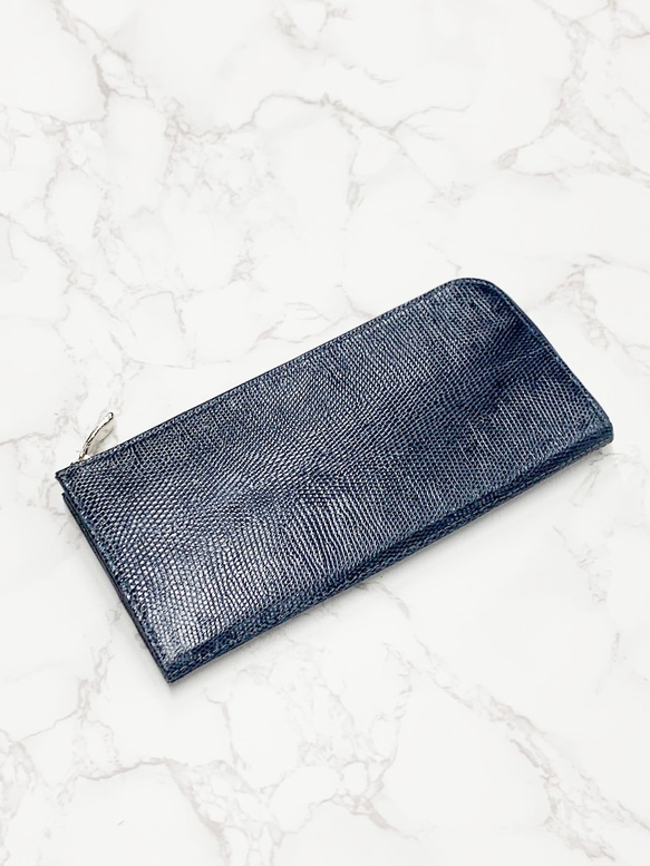日本製　上質リザード　薄型　長財布　ロングウォレット　財布　トカゲ革　L型ファスナー　エキゾチックレザー　 2枚目の画像