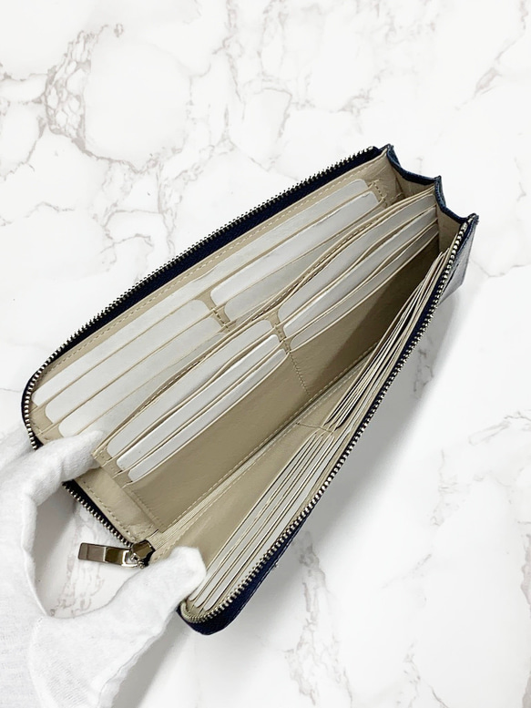 日本製　上質リザード　薄型　長財布　ロングウォレット　財布　トカゲ革　L型ファスナー　エキゾチックレザー　 8枚目の画像