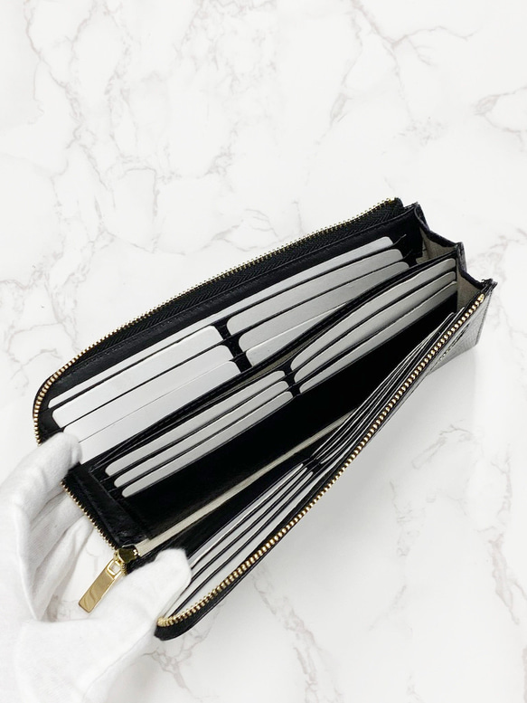 日本製　上質リザード　薄型　長財布　ロングウォレット　財布　トカゲ革　L型ファスナー　エキゾチックレザー 【育てる革シリーズ】 薄くて軽いL字長財布 24枚カード イタリアンレザーMARGOT オリーブグリーン　前ファスナー無 BCD1599652291(12155円)