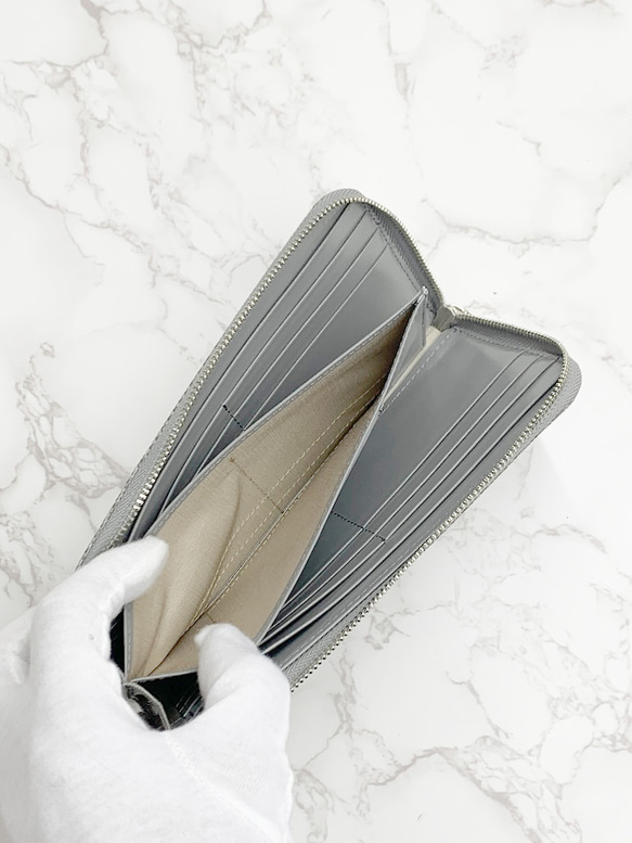 日本製　上質リザード　薄型　長財布　ロングウォレット　財布　トカゲ革　L型ファスナー　エキゾチックレザー 