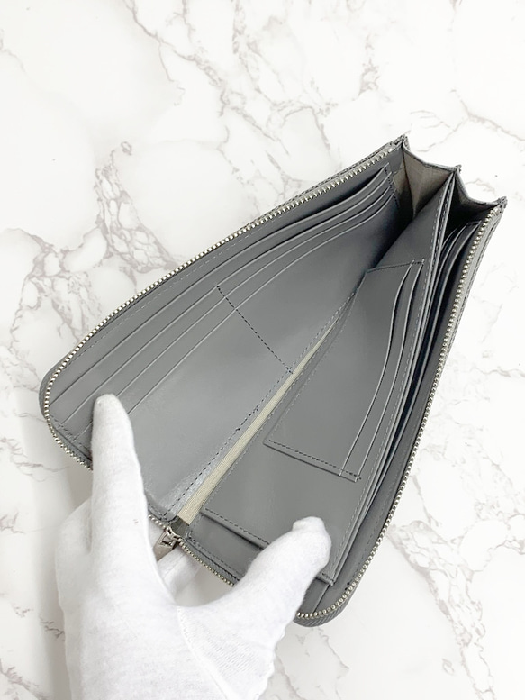 日本製　上質リザード　薄型　長財布　ロングウォレット　財布　トカゲ革　L型ファスナー　エキゾチックレザー 