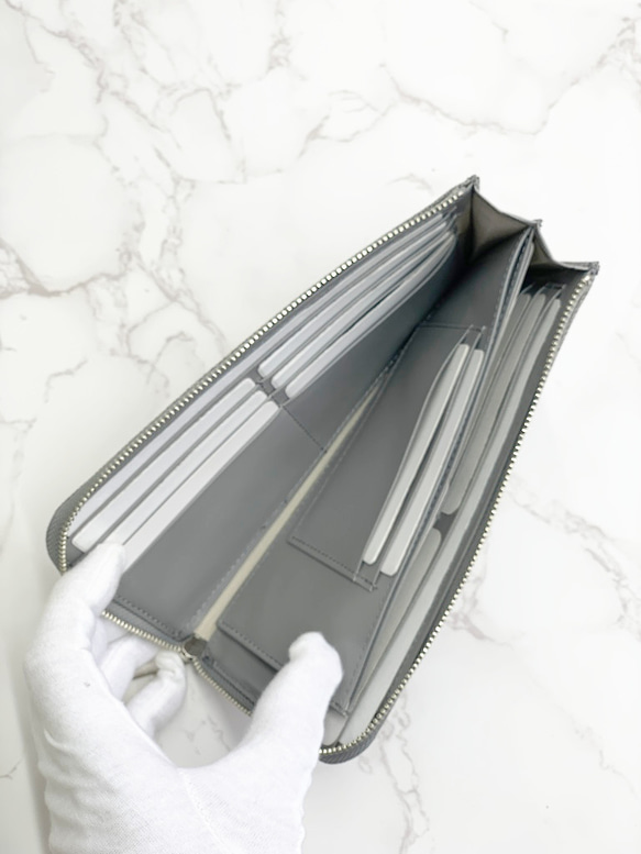 日本製　上質リザード　薄型　長財布　ロングウォレット　財布　トカゲ革　L型ファスナー　エキゾチックレザー 