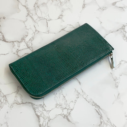 日本製　上質リザード　薄型　長財布　ロングウォレット　財布　トカゲ革　L型ファスナー　エキゾチックレザー　 3枚目の画像