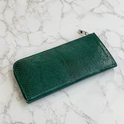 日本製　上質リザード　薄型　長財布　ロングウォレット　財布　トカゲ革　L型ファスナー　エキゾチックレザー　 2枚目の画像