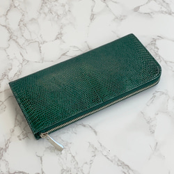 日本製　上質リザード　薄型　長財布　ロングウォレット　財布　トカゲ革　L型ファスナー　エキゾチックレザー　 4枚目の画像