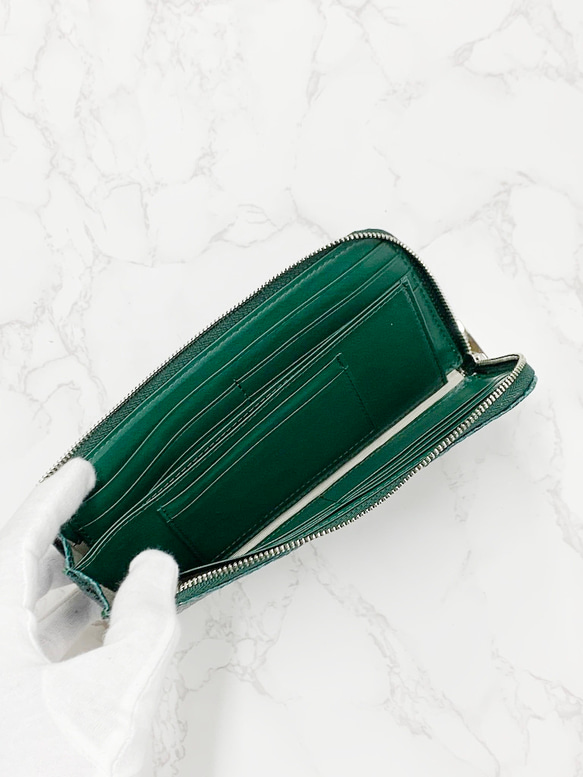 日本製　上質リザード　薄型　長財布　ロングウォレット　財布　トカゲ革　L型ファスナー　エキゾチックレザー 