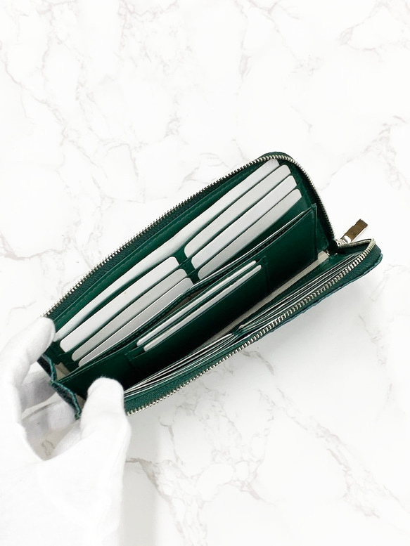 日本製　上質リザード　薄型　長財布　ロングウォレット　財布　トカゲ革　L型ファスナー　エキゾチックレザー 