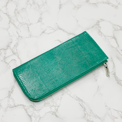 日本製　上質リザード　薄型　長財布　ロングウォレット　財布　トカゲ革　L型ファスナー　エキゾチックレザー　 3枚目の画像