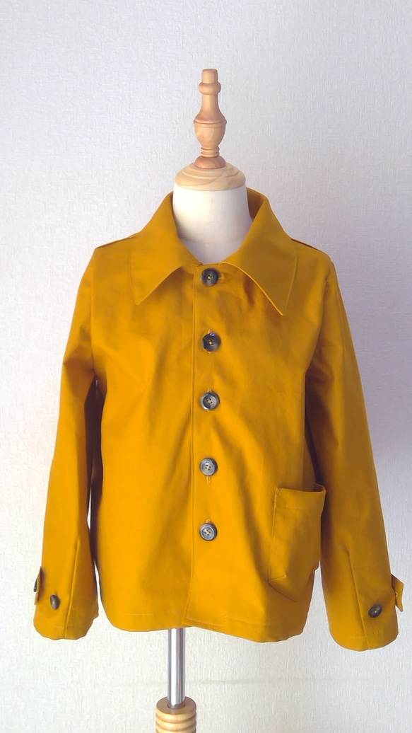 １２０㎝子ども服　ジャケット馬布（日本製）からし色 2枚目の画像