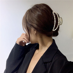 【在庫処分 数限定セール￥399】韓国ファッション　パールヘアクリップ 　ヘアアクセサリー　-7011 2枚目の画像