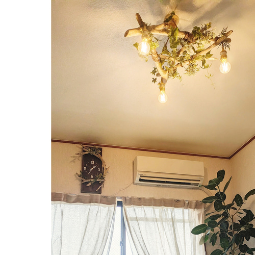 流木のペンダントライト3灯 LED電球セット 受注生産品 ｜天井照明