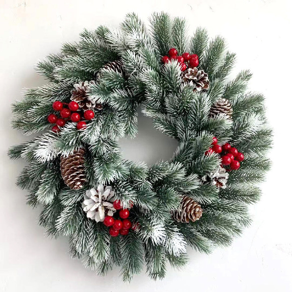 [早割クリスマス2023]LEDライト PEクリスマスリース 玄関クリスマスプレゼント Christmas wreath 5枚目の画像