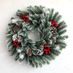 [早割クリスマス2023]LEDライト PEクリスマスリース 玄関クリスマスプレゼント Christmas wreath 3枚目の画像