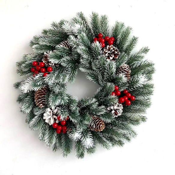 [早割クリスマス2023]LEDライト PEクリスマスリース 玄関クリスマスプレゼント Christmas wreath 1枚目の画像