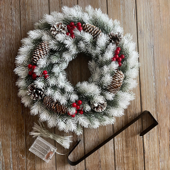 [早割クリスマス2023]PEクリスマスリース 玄関 LEDライトクリスマスプレゼント Christmas wreath 4枚目の画像
