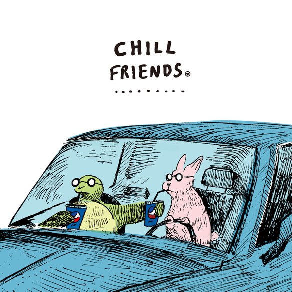 「CHILL FRIENDS_ウサギとカメ」裏起毛BIGシルエットスウェット 5枚目の画像