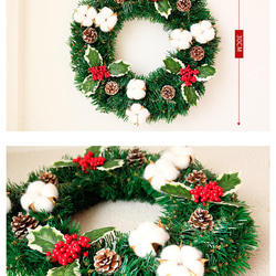 [早割クリスマス2023]コットンクリスマスリース 玄関 クリスマスプレゼント Christmas wreath 3枚目の画像