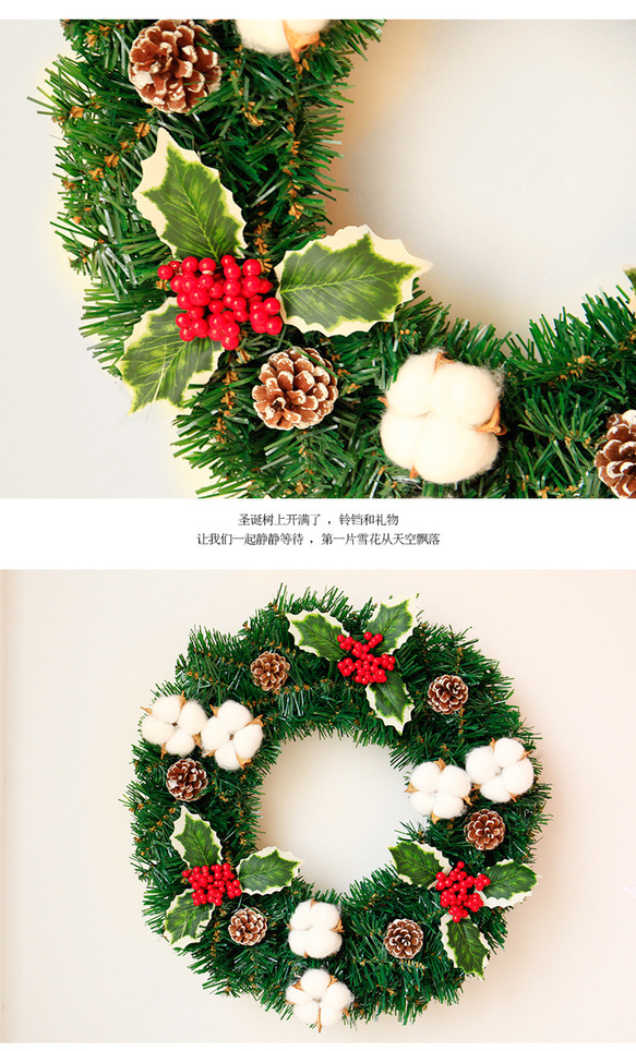 [早割クリスマス2023]コットンクリスマスリース 玄関 クリスマスプレゼント Christmas wreath 5枚目の画像