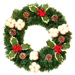 [早割クリスマス2023]コットンクリスマスリース 玄関 クリスマスプレゼント Christmas wreath 2枚目の画像