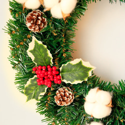 [早割クリスマス2023]コットンクリスマスリース 玄関 クリスマスプレゼント Christmas wreath 8枚目の画像