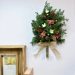 クリスマスツリーのようなスワッグ プリザーブドフラワー ドライフラワー 1枚目の画像