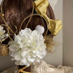 成人式　卒業式　結婚式　髪飾り　ヘアパーツ　和装　前撮り　白無垢　和玉　水引き　リボン 3枚目の画像